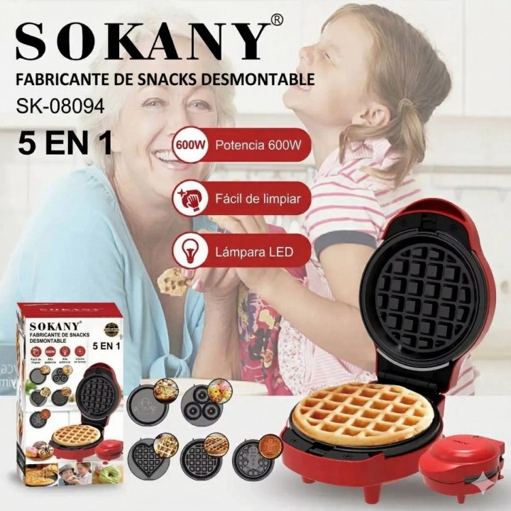 Máquina De Donas Waffles Galletas Pizzas 5 En 1 Desmontable