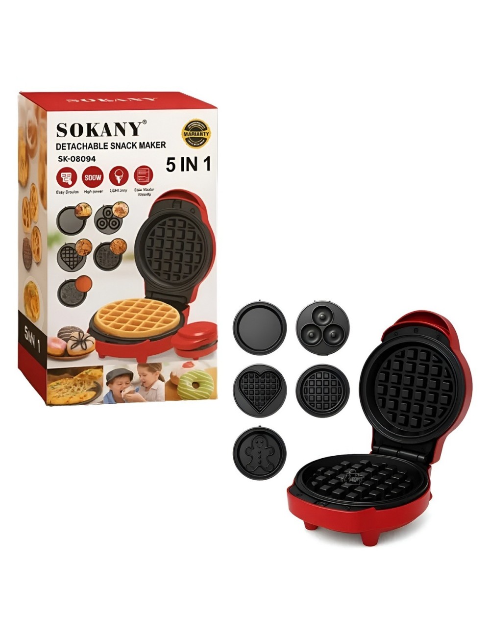 Máquina De Donas Waffles Galletas Pizzas 5 En 1 Desmontable