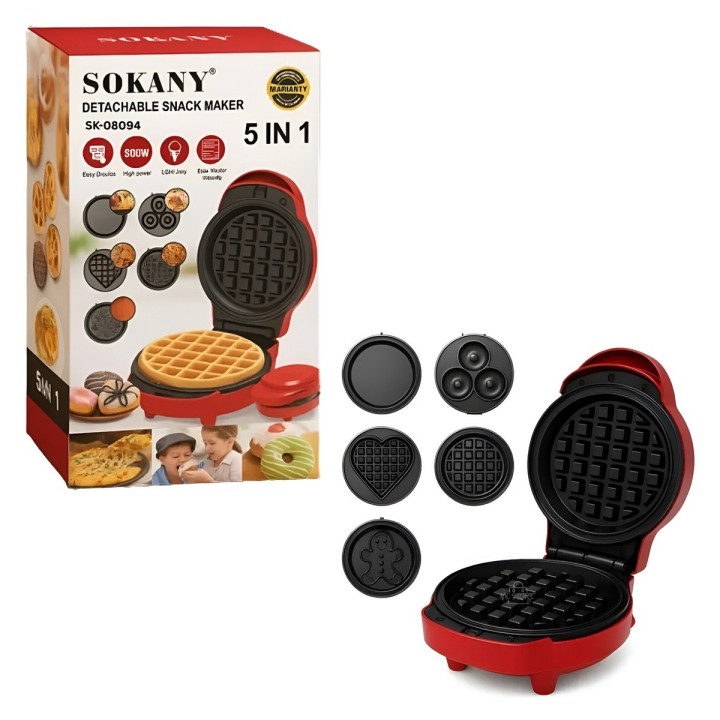 Máquina De Donas Waffles Galletas Pizzas 5 En 1 Desmontable
