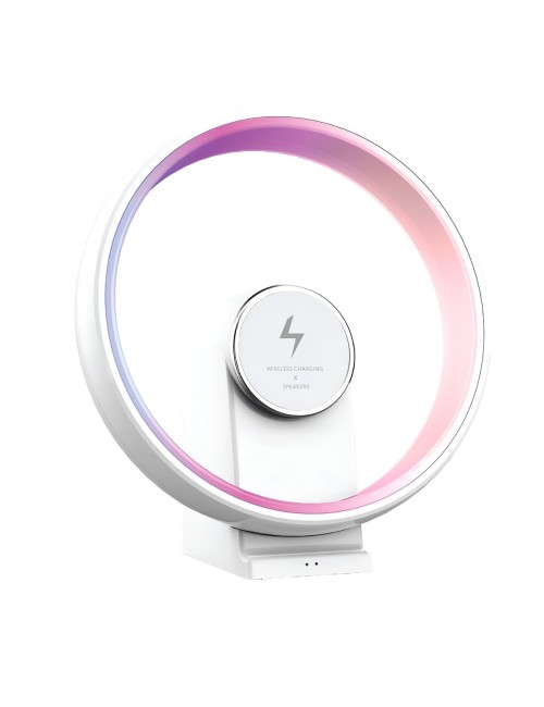 Lámpara Parlante Bluetooth Con Cargador Inalámbrico Rgb