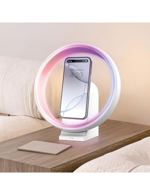 Lámpara Parlante Bluetooth Con Cargador Inalámbrico Rgb