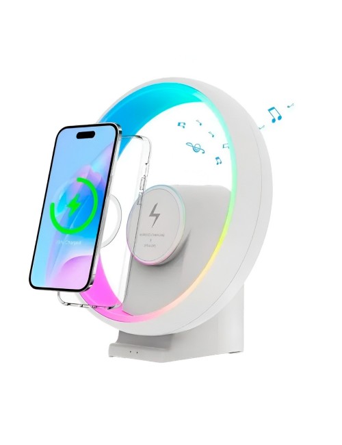 Lámpara Parlante Bluetooth Con Cargador Inalámbrico Rgb