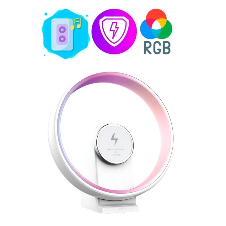 Lámpara Parlante Bluetooth Con Cargador Inalámbrico Rgb