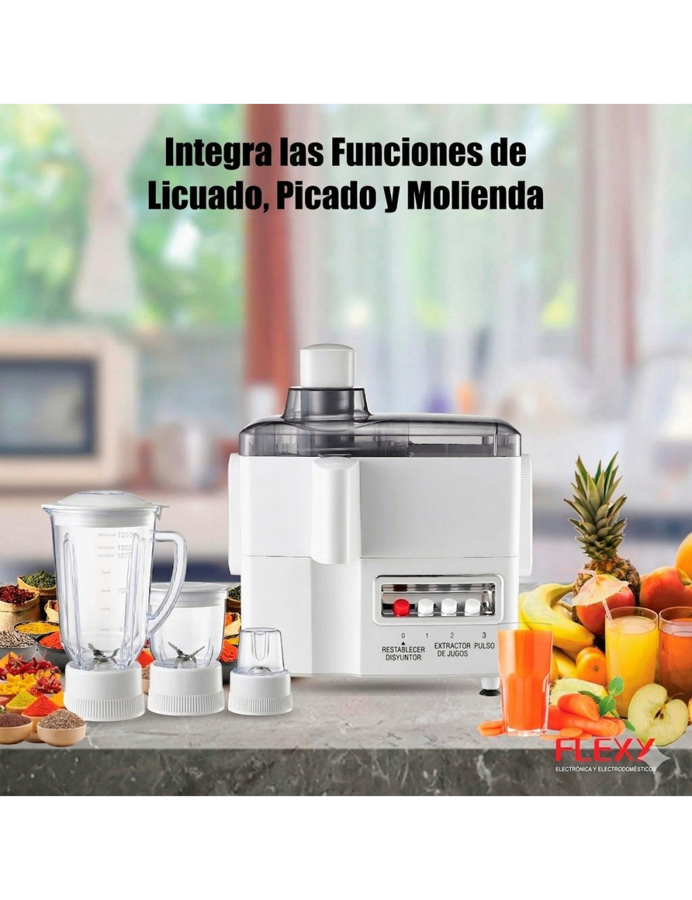 Extractor Jugos Licuadora 4 En 1 Picatodo Y Molino 800w