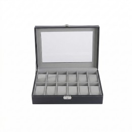Caja Organizador De Relojes X12 Lujo Estuche Cuero Y Vidrio