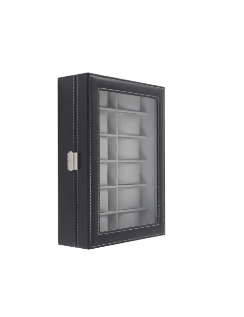 Caja Organizador De Relojes X12 Lujo Estuche Cuero Y Vidrio