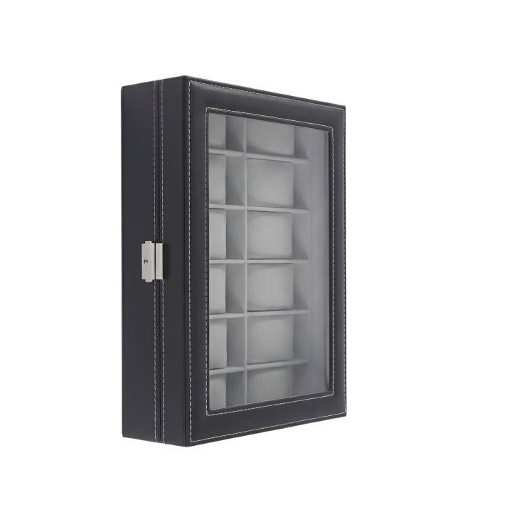 Caja Organizador De Relojes X12 Lujo Estuche Cuero Y Vidrio