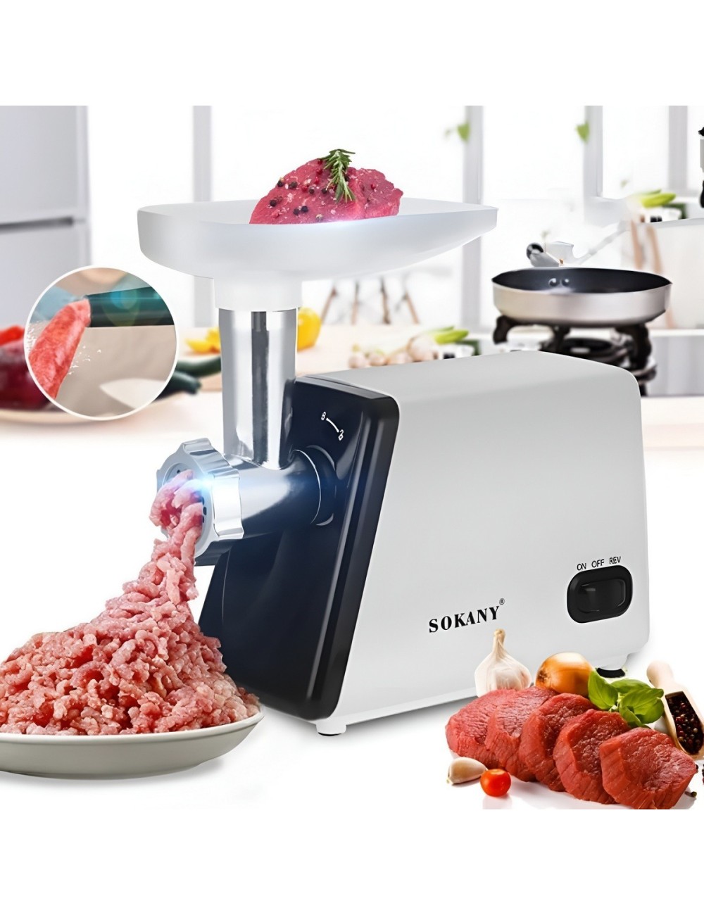 Molino De Carne Eléctrico Profesional 2500w Acero Inoxidable
