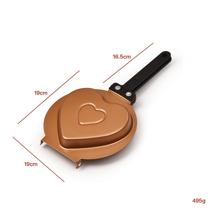 Sartén Sandwichera Doble Molde Corazón Antiadherente