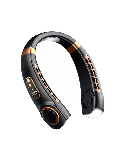 Ventilador De Cuello Portátil Recargable Pantalla Led Y Luz