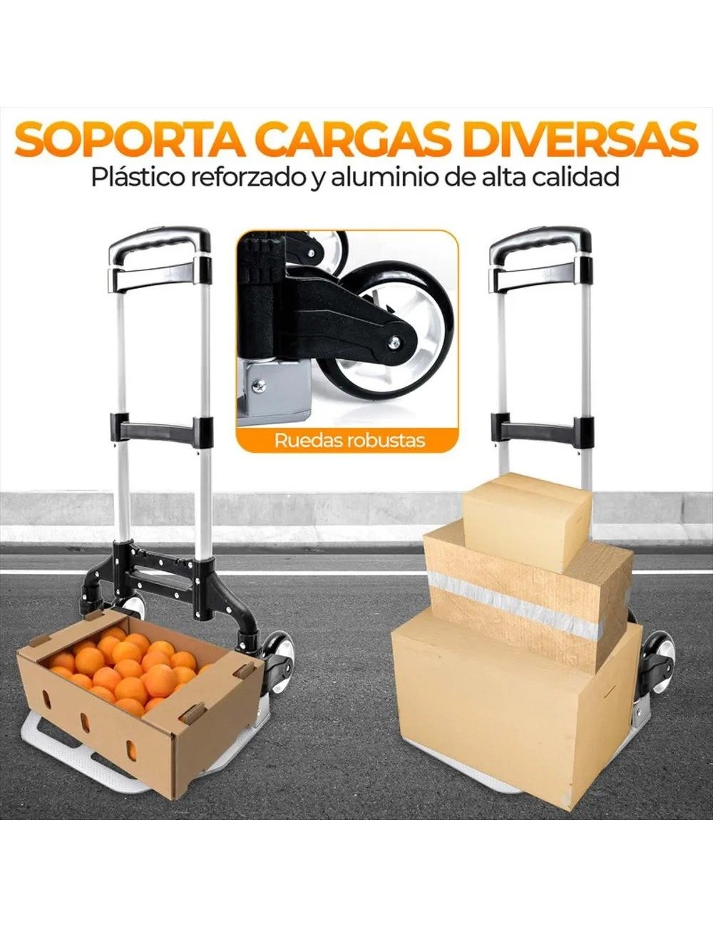 Zorra Carrito De Carga Plegable Multifuncional 70kg Aluminio