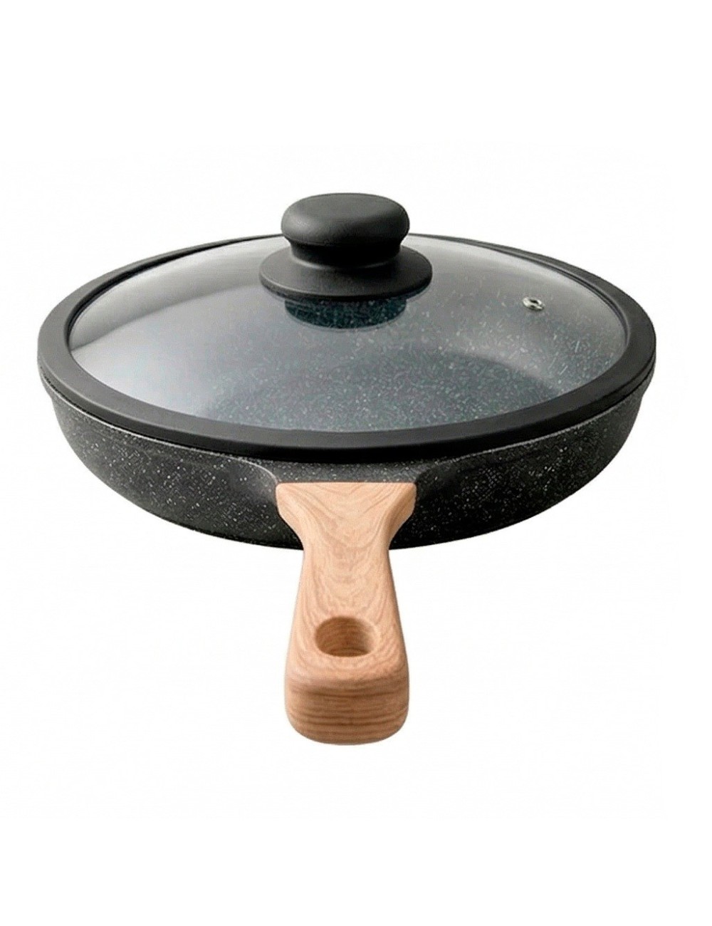 Sarten Antiadherente Granito 20cm Con Tapa Mango Madera