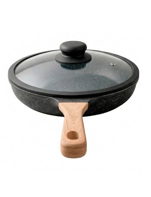 Sarten Antiadherente Granito 20cm Con Tapa Mango Madera