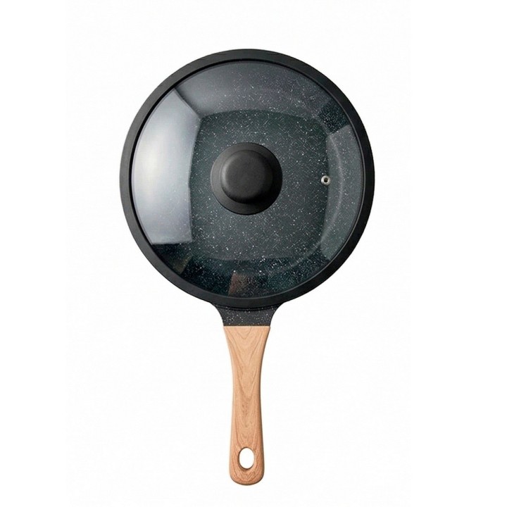 Sarten Antiadherente Granito 24cm Con Tapa Mango Madera