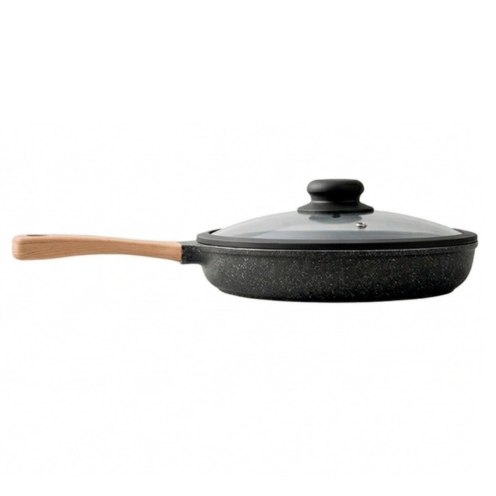 Sarten Antiadherente Granito 24cm Con Tapa Mango Madera