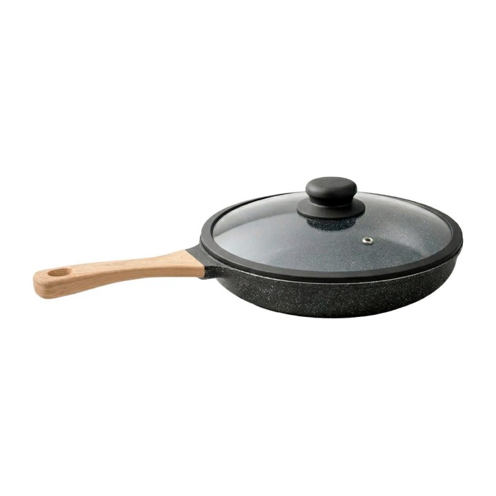 Sarten Antiadherente Granito 28cm Con Tapa Mango Madera