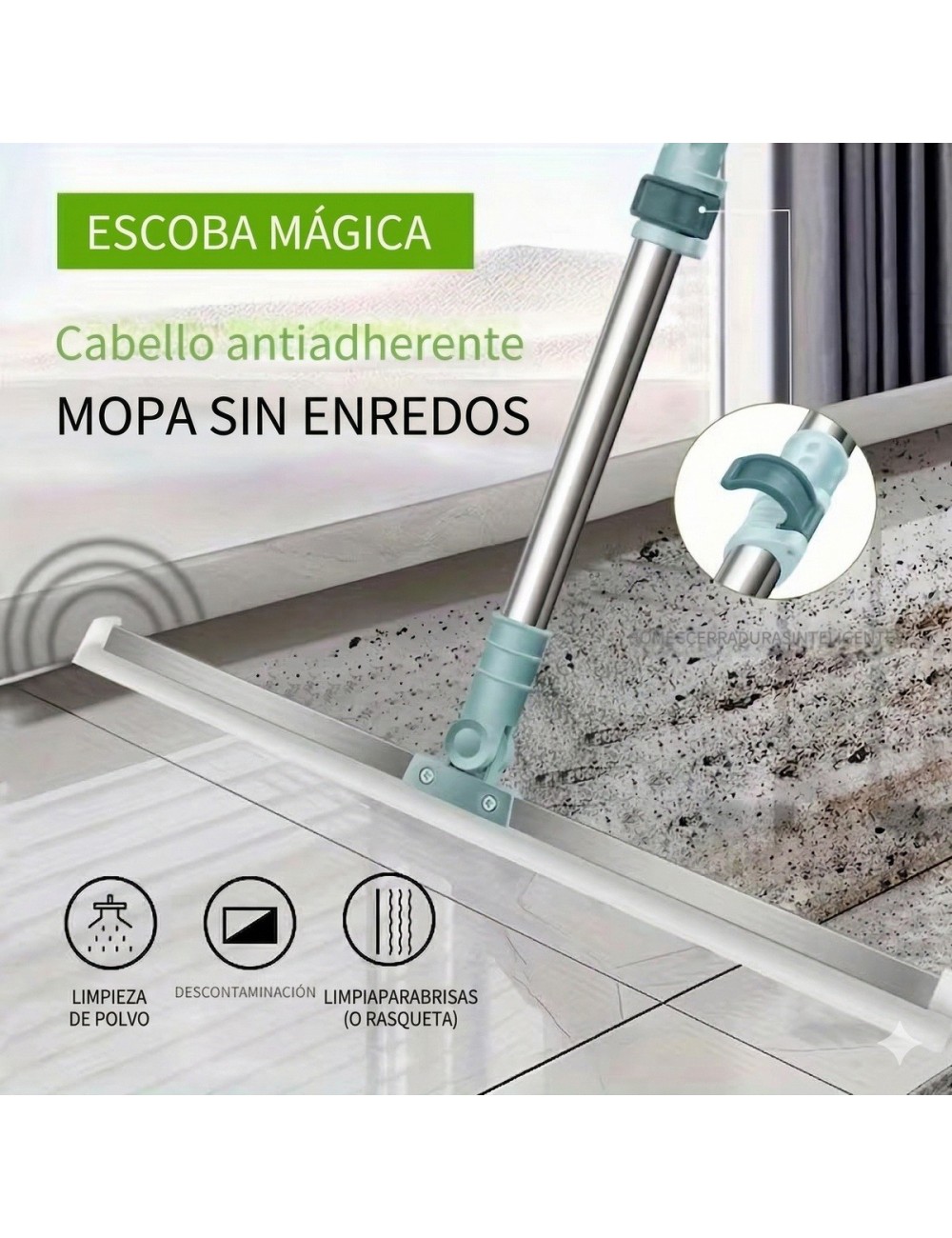 Escoba Mágica Raspador De Silicona 49cm Limpia Vidrios Pisos