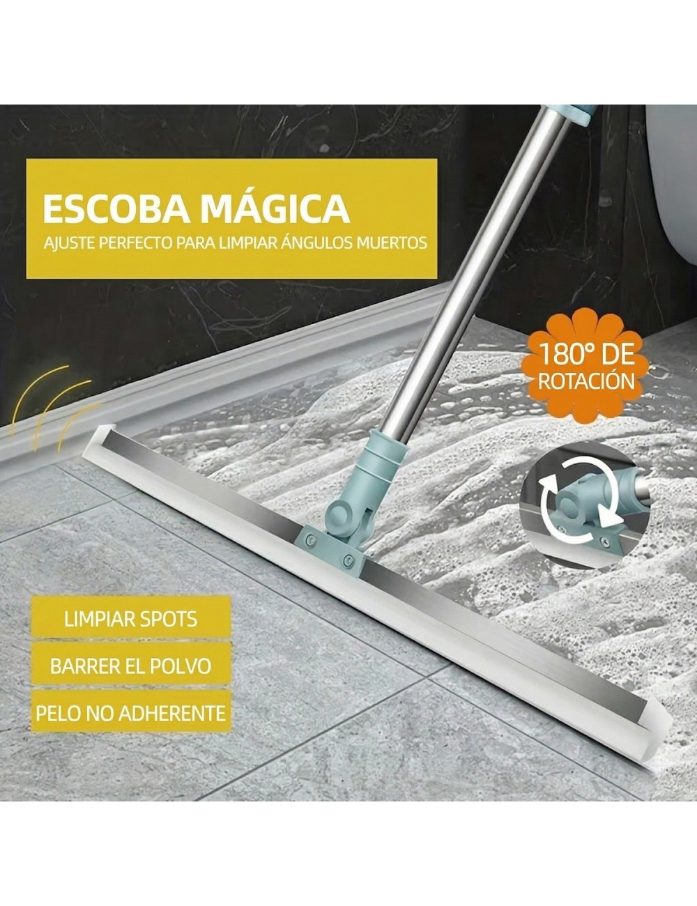 Escoba Mágica Raspador De Silicona 36cm Limpia Vidrios Pisos