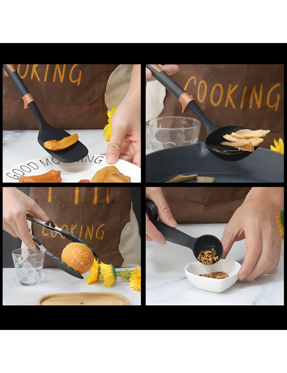 Set Juego Utensilios De Cocina Silicona Antiadherente 14 Pcs