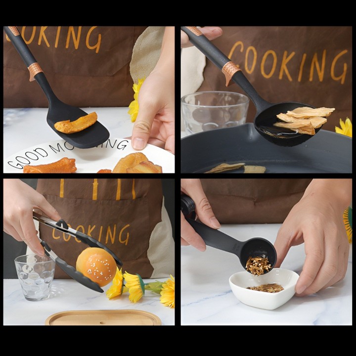 Set Juego Utensilios De Cocina Silicona Antiadherente 14 Pcs