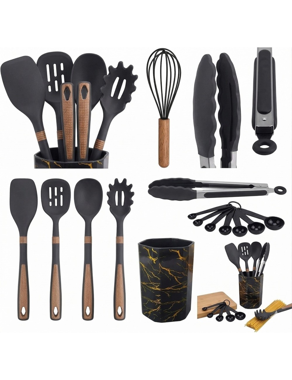 Set Juego Utensilios De Cocina Silicona Antiadherente 14 Pcs