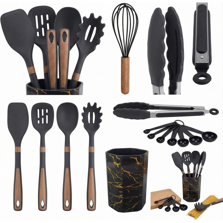 Set Juego Utensilios De Cocina Silicona Antiadherente 14 Pcs