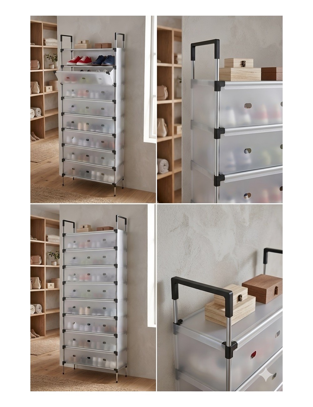 Organizador Zapatero Premium 10 Niveles Antipolvo Con Tapa