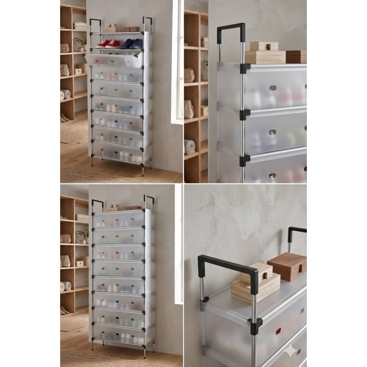 Organizador Zapatero Premium 10 Niveles Antipolvo Con Tapa