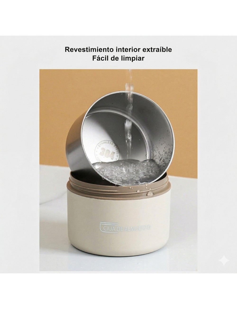 Lonchera Térmica Portátil 2 Recipientes Acero Inoxidable