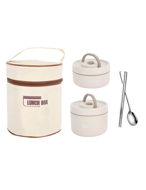 Lonchera Térmica Portátil 2 Recipientes Acero Inoxidable