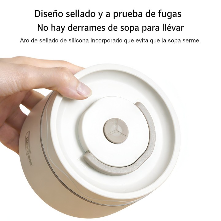 Lonchera Térmica Portátil 2 Recipientes Acero Inoxidable