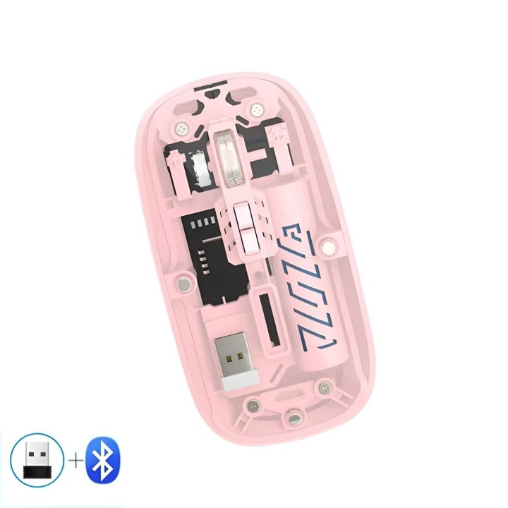 Mouse Inalámbrico Transparente Dual Bluetooth 5.2 + 2.4g Rgb