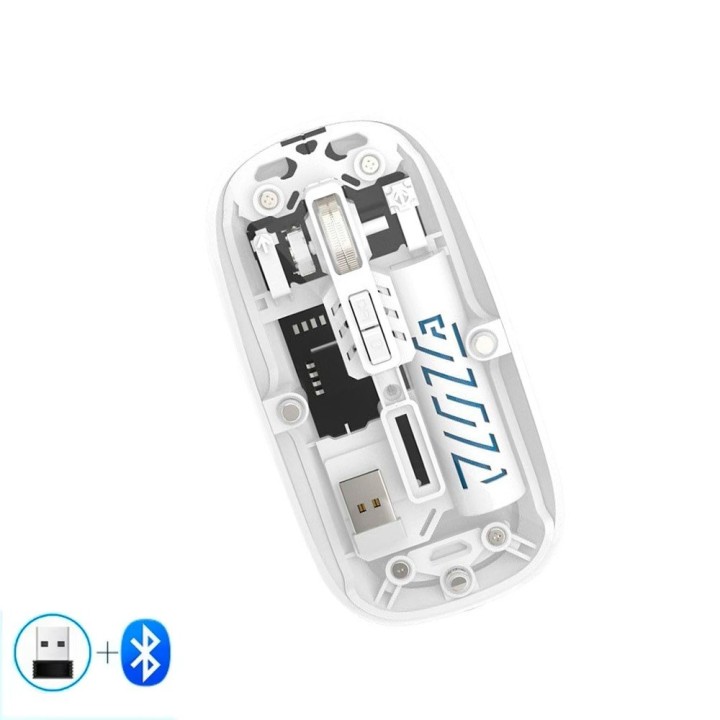Mouse Inalámbrico Transparente Dual Bluetooth 5.2 + 2.4g Rgb