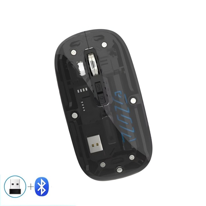 Mouse Inalámbrico Transparente Dual Bluetooth 5.2 + 2.4g Rgb
