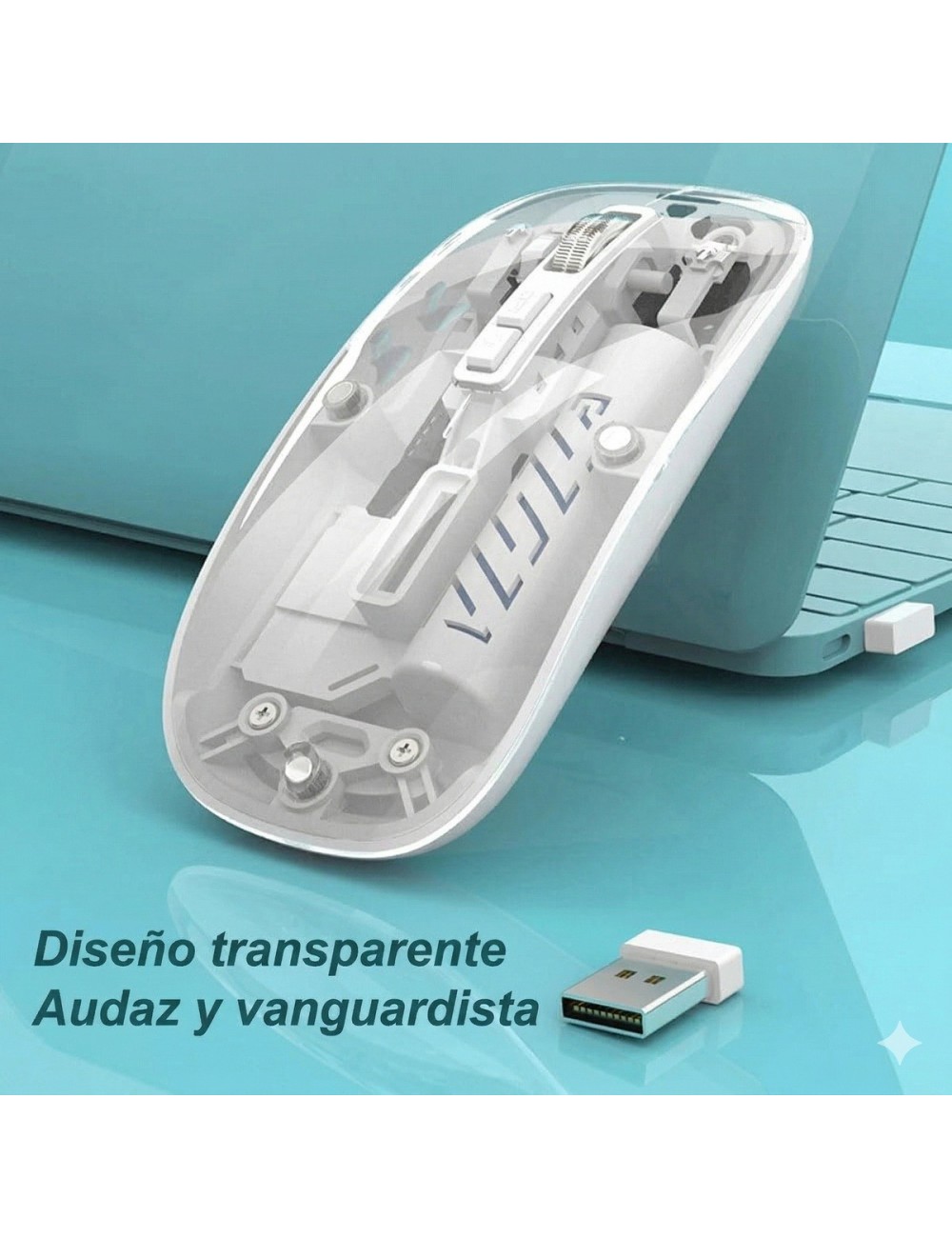 Mouse Inalámbrico Transparente Dual Bluetooth 5.2 + 2.4g Rgb