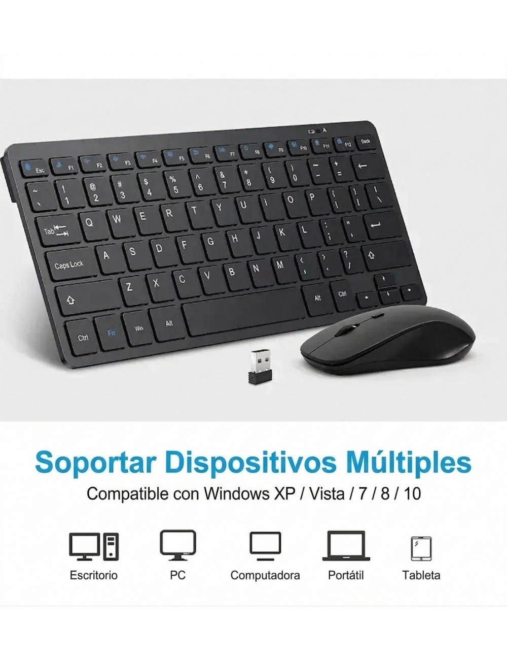 Combo Mini Teclado Y Mouse Inalambrico Ultra Slim Pc Laptop