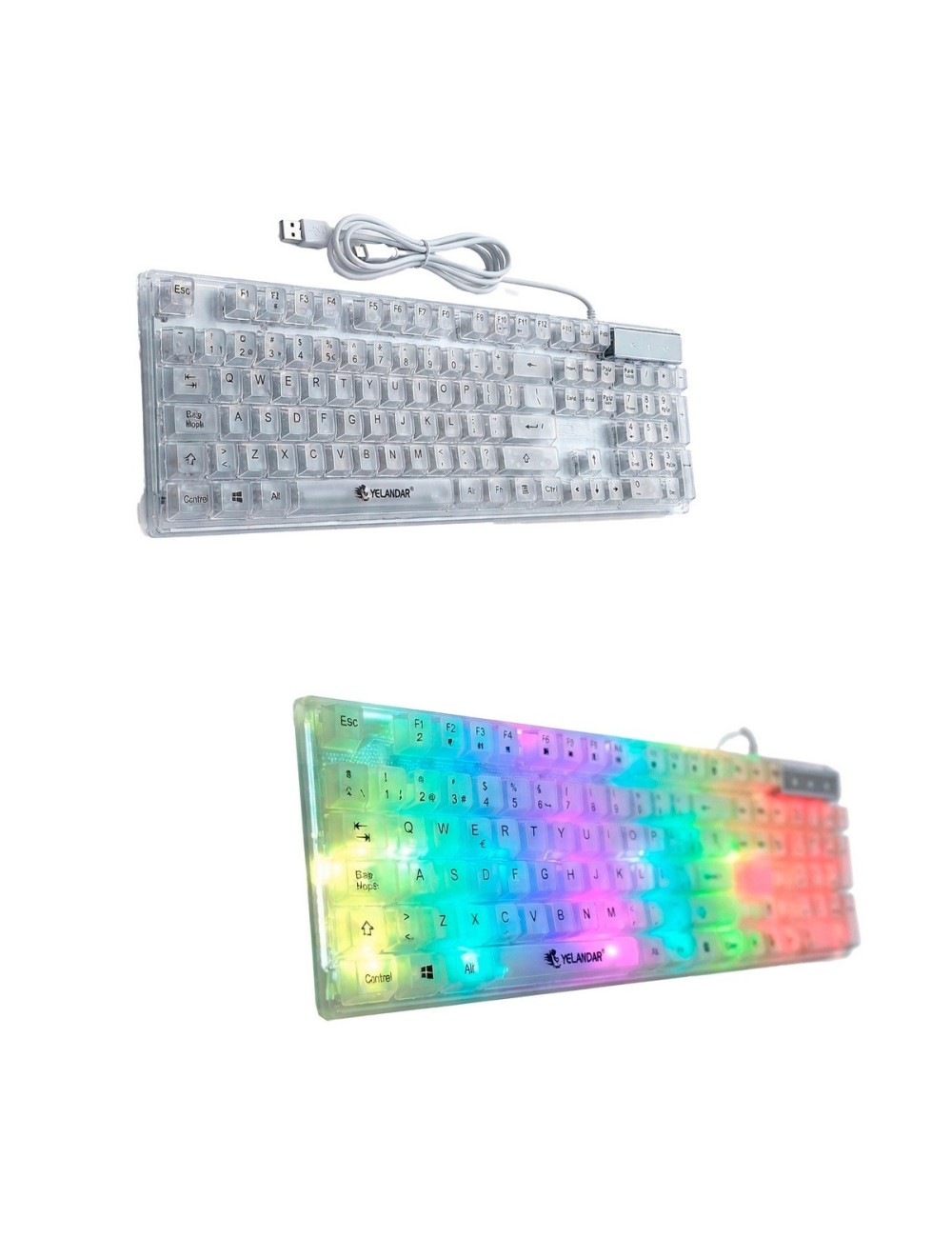 Teclado Gamer Rgb Transparente Ergonómico Para Computador