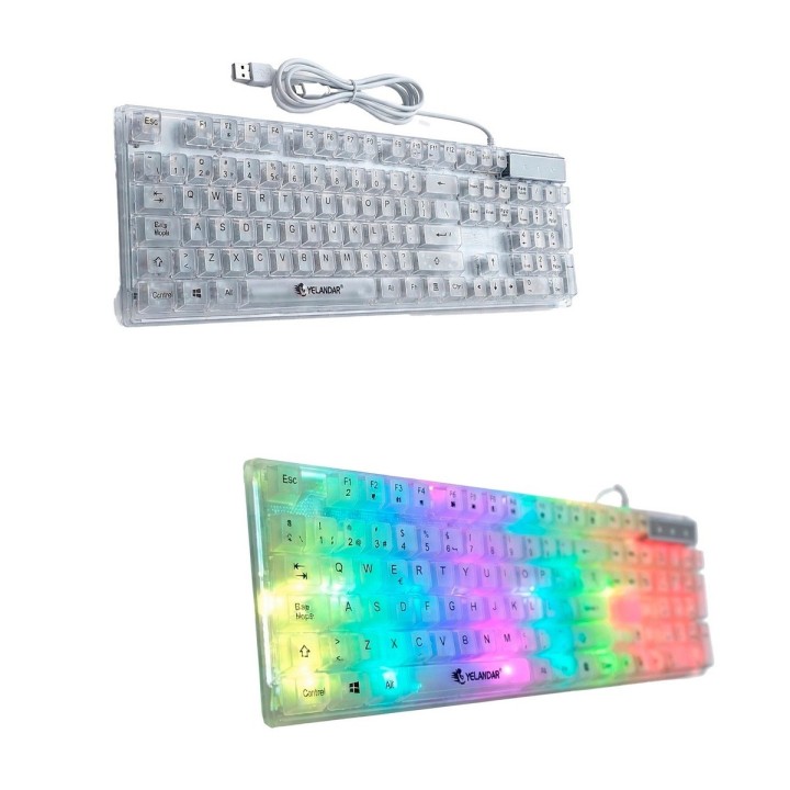 Teclado Gamer Rgb Transparente Ergonómico Para Computador