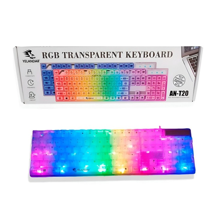 Teclado Gamer Rgb Transparente Ergonómico Para Computador