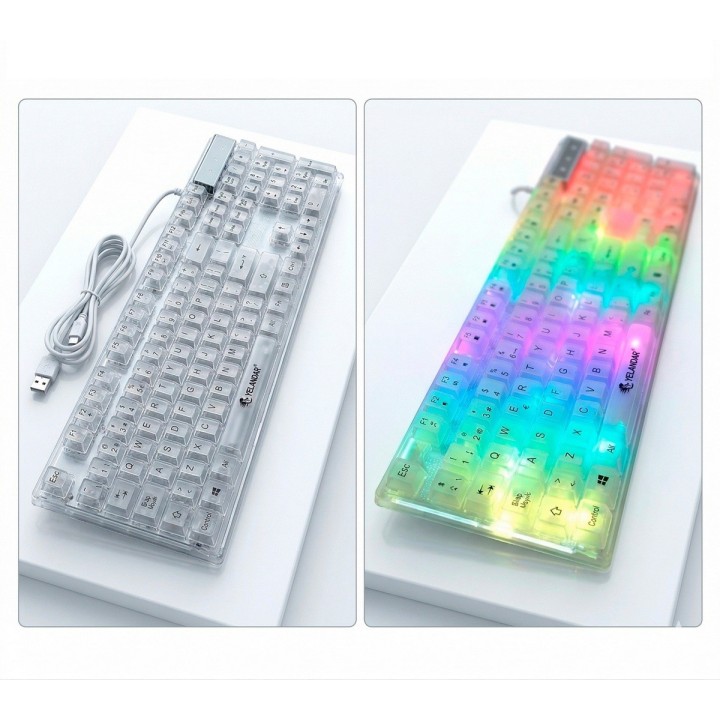 Teclado Gamer Rgb Transparente Ergonómico Para Computador