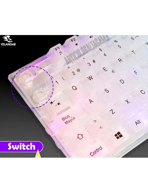 Teclado Gamer Rgb Transparente Ergonómico Para Computador