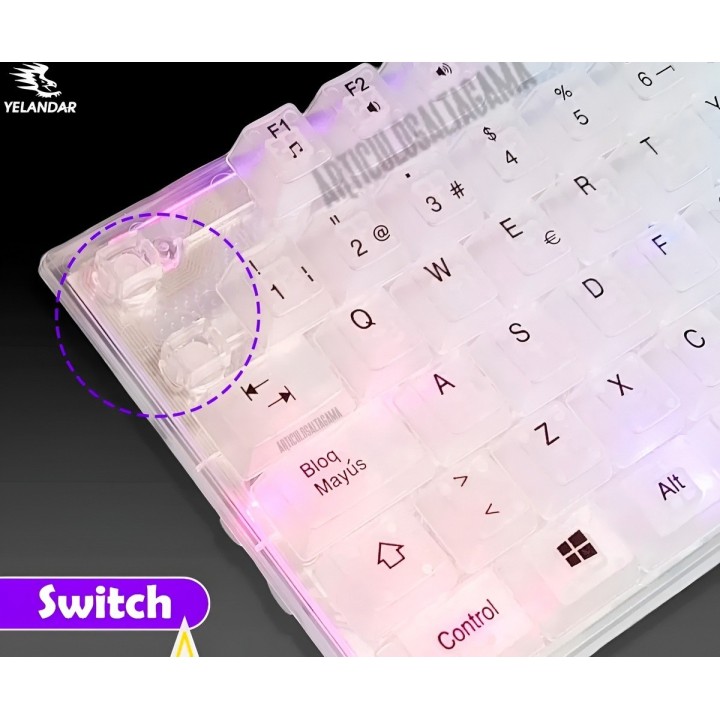 Teclado Gamer Rgb Transparente Ergonómico Para Computador