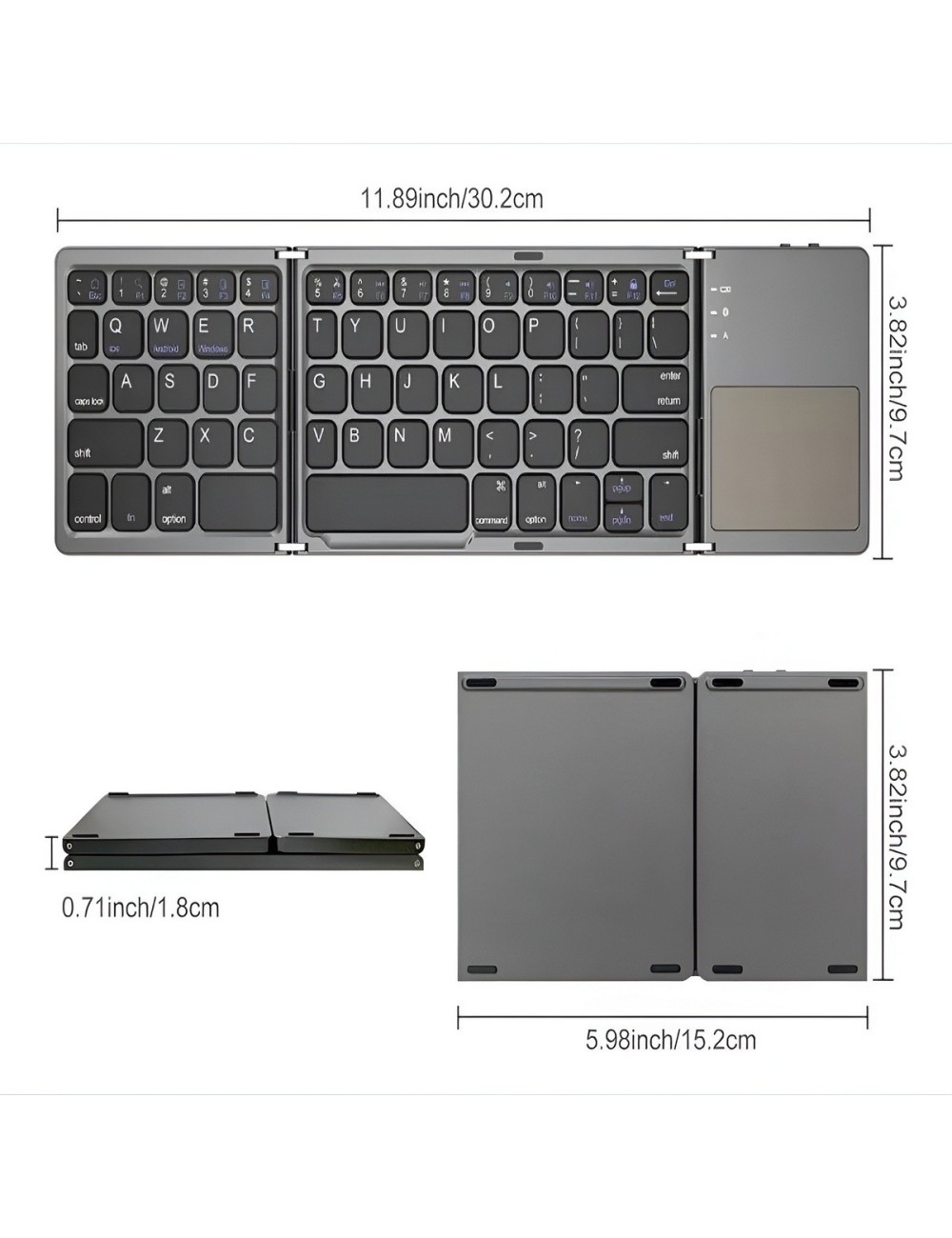 Teclado Bluetooth Plegable Con Touchpad Para Tablet Celular