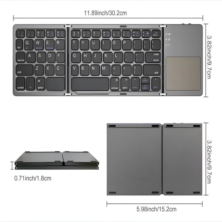 Teclado Bluetooth Plegable Con Touchpad Para Tablet Celular