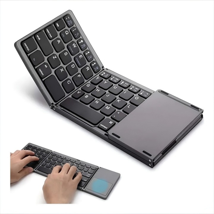 Teclado Bluetooth Plegable Con Touchpad Para Tablet Celular
