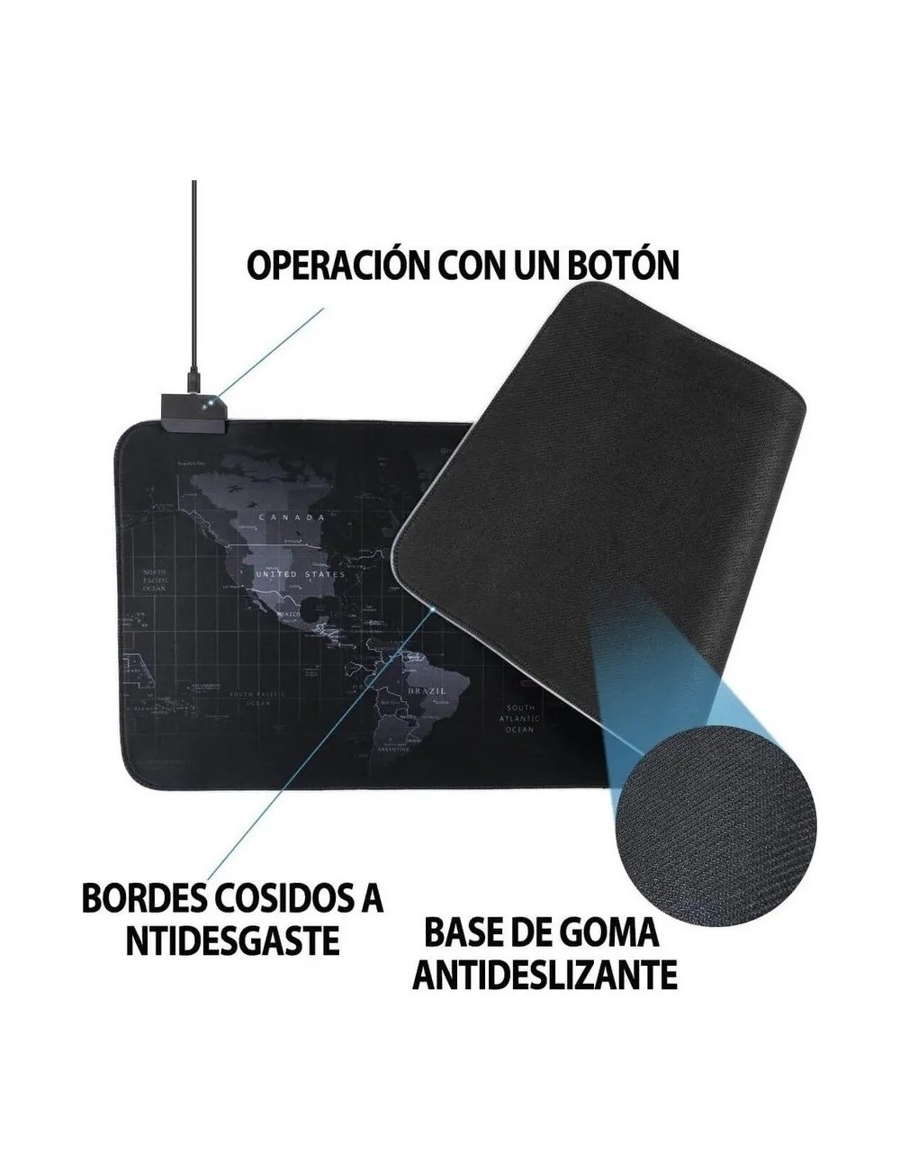 Mouse Pad Gamer Rgb Extendido 70x30cm Mapa Mundi Profesional