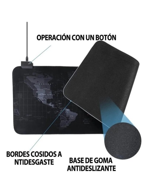 Mouse Pad Gamer Rgb Extendido 70x30cm Mapa Mundi Profesional