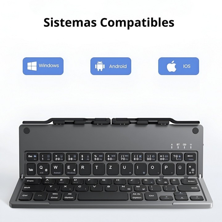 Teclado Plegable Bluetooth Soporte Celular Tablet Recargable