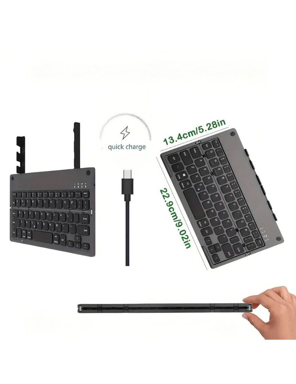 Teclado Plegable Bluetooth Soporte Celular Tablet Recargable