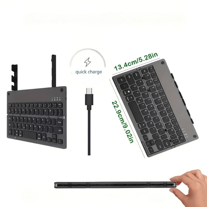 Teclado Plegable Bluetooth Soporte Celular Tablet Recargable